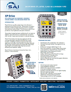 SAI Drive Solutions XP Drive ETL Listed Class I II Division 1 Explosion Proof XP Packaged VFD x250